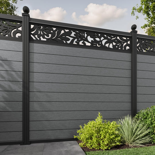 Fusion Heritage Fence Panel - Mid Grey - with our aluminium posts