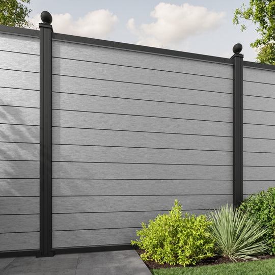 Fusion Fence Panel - Light Grey - with our aluminium posts