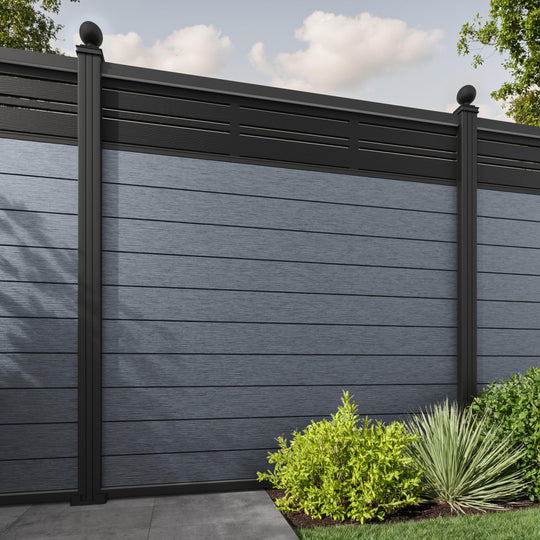 Fusion Linea Fence Panel - Anthracite - with our aluminium posts