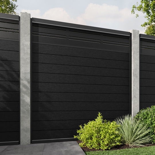 Fusion Linea Fence Panel - Black - for existing concrete posts