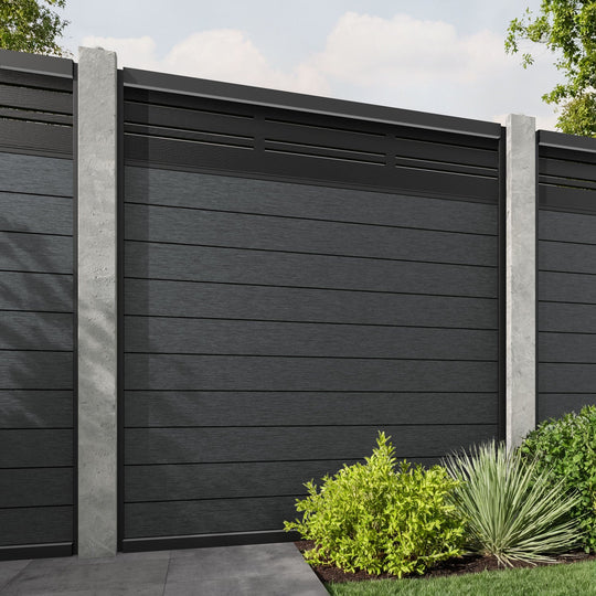 Fusion Linea Fence Panel - Dark Grey - for existing concrete posts