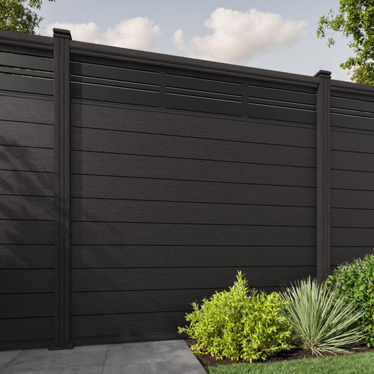 Fusion Linea Fence Panel - Dark Oak - with our composite posts