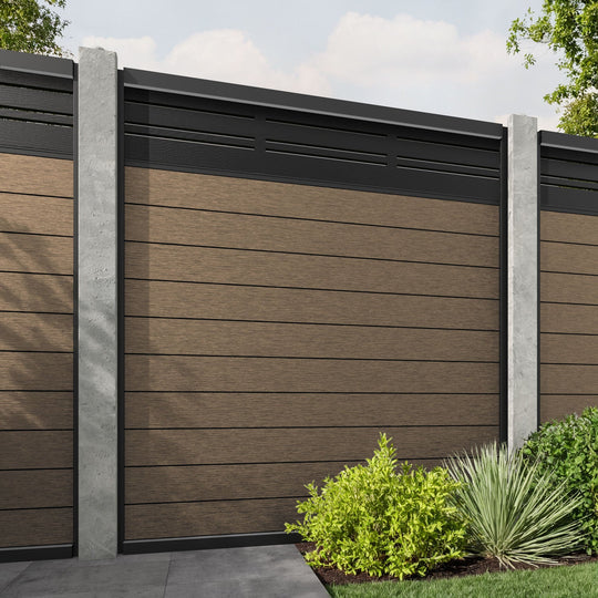 Fusion Linea Fence Panel - Teak - for existing concrete posts