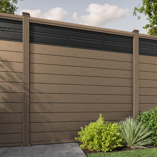 Fusion Linea Fence Panel - Teak - with our composite posts