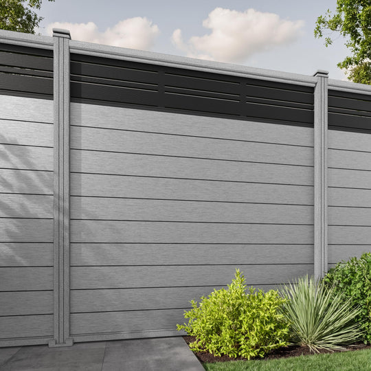 Fusion Linea Fence Panel - Light Grey - with our composite posts