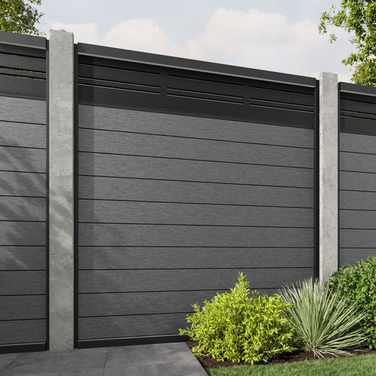 Fusion Linea Fence Panel - Mid Grey - for existing concrete posts