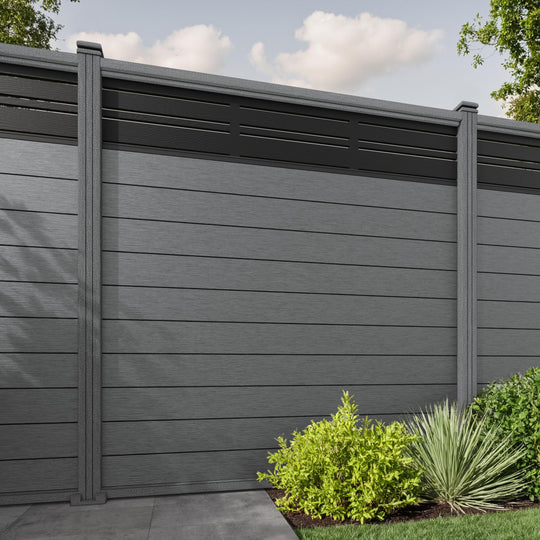 Fusion Linea Fence Panel - Mid Grey - with our composite posts