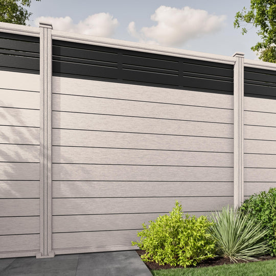 Fusion Linea Fence Panel - Mid Stone - with our composite posts