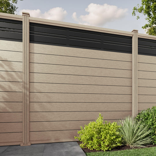 Fusion Linea Fence Panel - Light Oak - with our composite posts