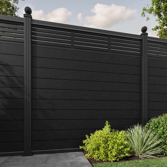 Fusion Aspen Fence Panel - Black - with our aluminium posts