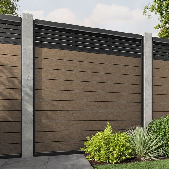 Fusion Aspen Fence Panel - Teak - for existing concrete posts