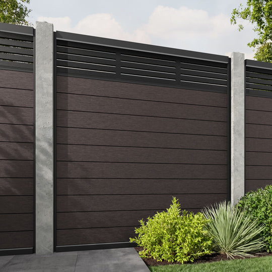 Fusion Aspen Fence Panel - Mid Brown - for existing concrete posts