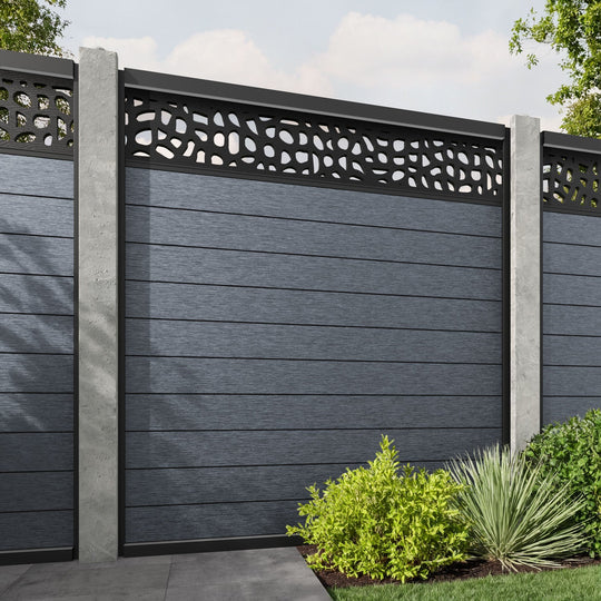 Fusion Pebble Fence Panel - Anthracite - for existing concrete posts