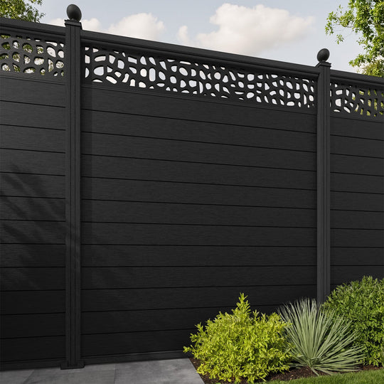 Fusion Pebble Fence Panel - Black - with our composite posts