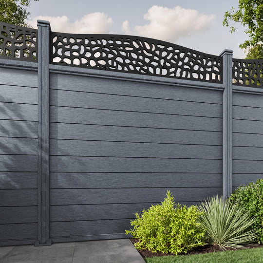 Fusion Pebble Curved Top Fence Panel - Anthracite - with our composite posts