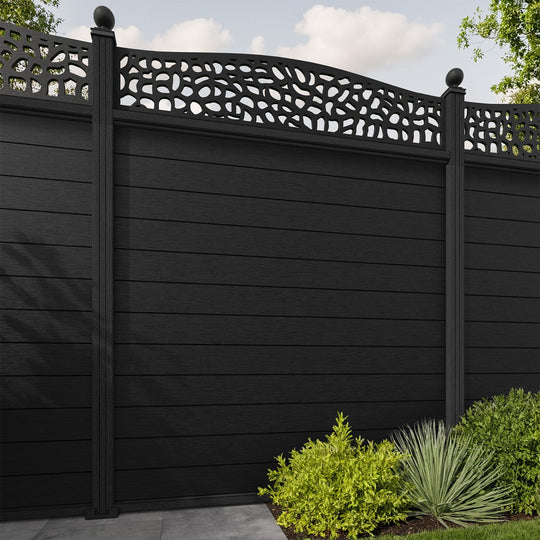 Fusion Pebble Curved Top Fence Panel - Black - with our composite posts