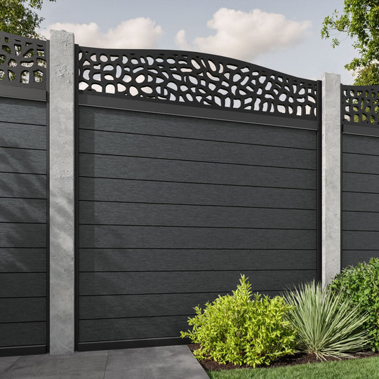 Fusion Pebble Curved Top Fence Panel - Dark Grey - for existing concrete posts