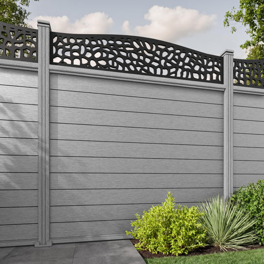 Fusion Pebble Curved Top Fence Panel - Light Grey - with our composite posts
