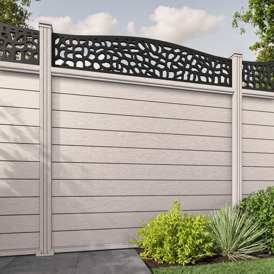 Fusion Pebble Curved Top Fence Panel - Mid Stone - with our composite posts