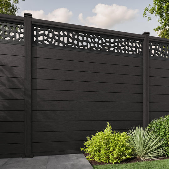 Fusion Pebble Fence Panel - Dark Oak - with our composite posts