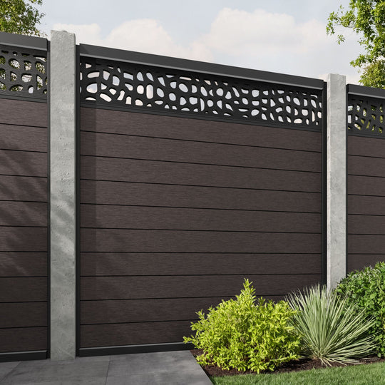 Fusion Pebble Fence Panel - Mid Brown - for existing concrete posts