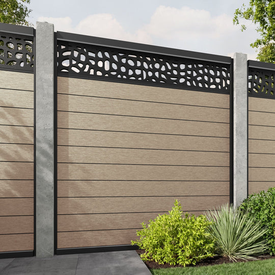 Fusion Pebble Fence Panel - Light Oak - for existing concrete posts