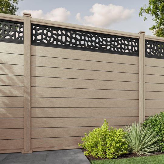 Fusion Pebble Fence Panel - Light Oak - with our composite posts