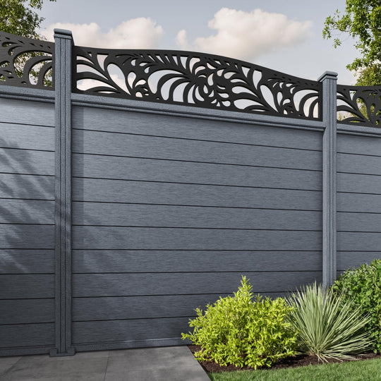 Fusion Petal Curved Top Fence Panel - Anthracite - with our composite posts