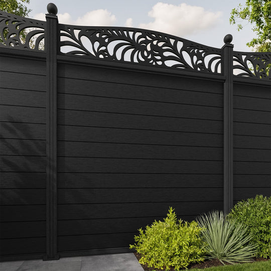 Fusion Petal Curved Top Fence Panel - Black - with our composite posts