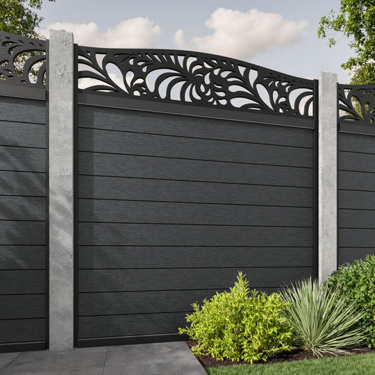 Fusion Petal Curved Top Fence Panel - Dark Grey - for existing concrete posts