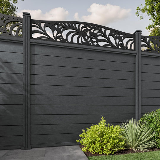 Fusion Petal Curved Top Fence Panel - Dark Grey - with our composite posts