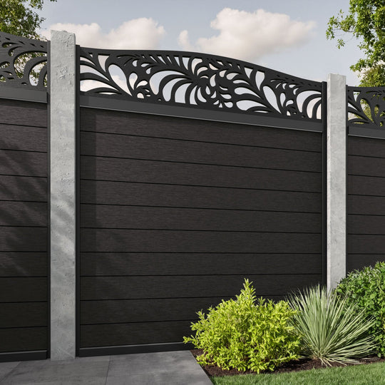 Fusion Petal Curved Top Fence Panel - Dark Oak - for existing concrete posts