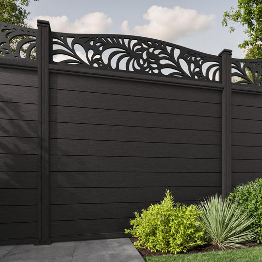 Fusion Petal Curved Top Fence Panel - Dark Oak - with our composite posts