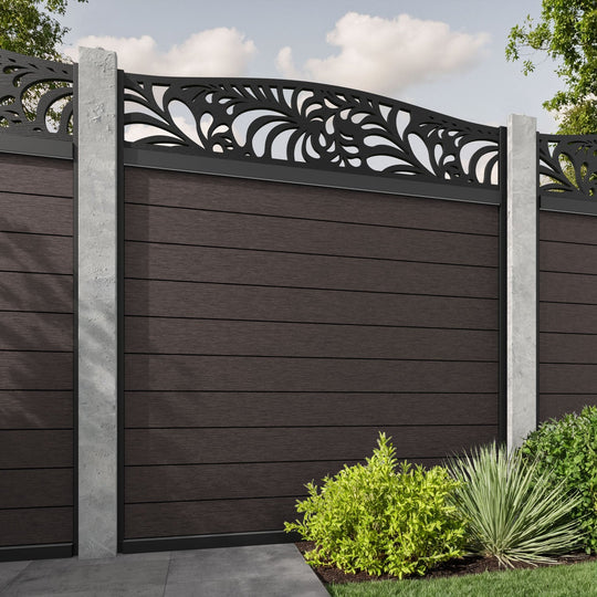 Fusion Petal Curved Top Fence Panel - Mid Brown - for existing concrete posts