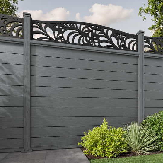 Fusion Petal Curved Top Fence Panel - Mid Grey - with our composite posts