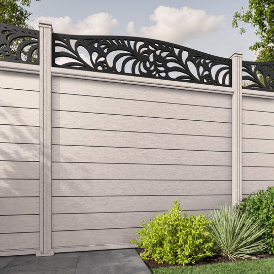 Fusion Petal Curved Top Fence Panel - Mid Stone - with our composite posts