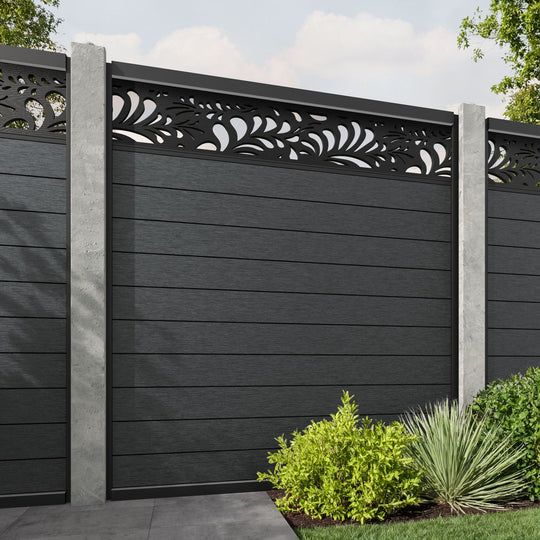 Fusion Petal Fence Panel - Dark Grey - for existing concrete posts