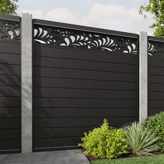 Fusion Petal Fence Panel - Dark Oak - for existing concrete posts