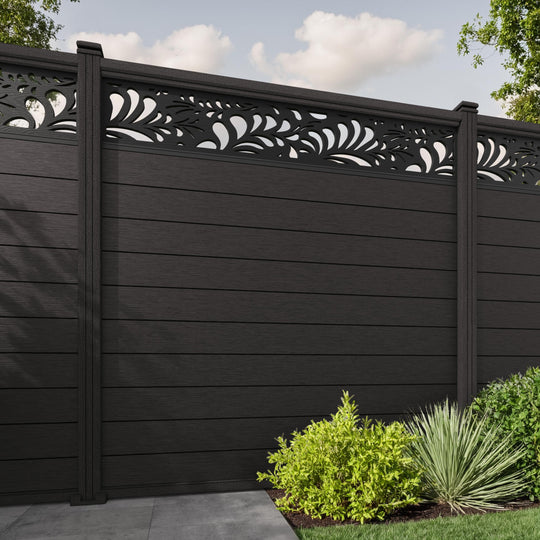 Fusion Petal Fence Panel - Dark Oak - with our composite posts