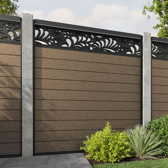 Fusion Petal Fence Panel - Teak - for existing concrete posts