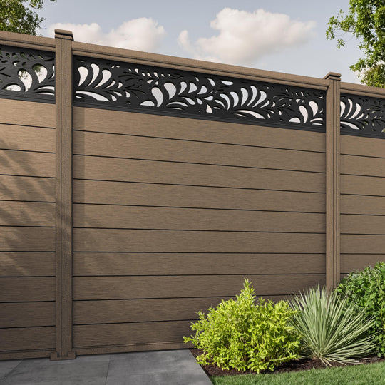 Fusion Petal Fence Panel - Teak - with our composite posts