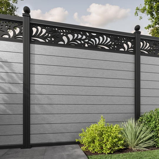 Fusion Petal Fence Panel - Light Grey - with our aluminium posts