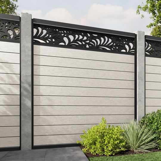 Fusion Petal Fence Panel - Light Stone - for existing concrete posts