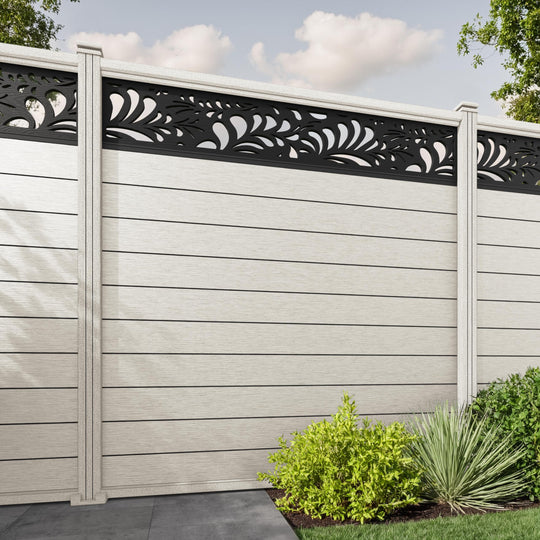 Fusion Petal Fence Panel - Light Stone - with our composite posts