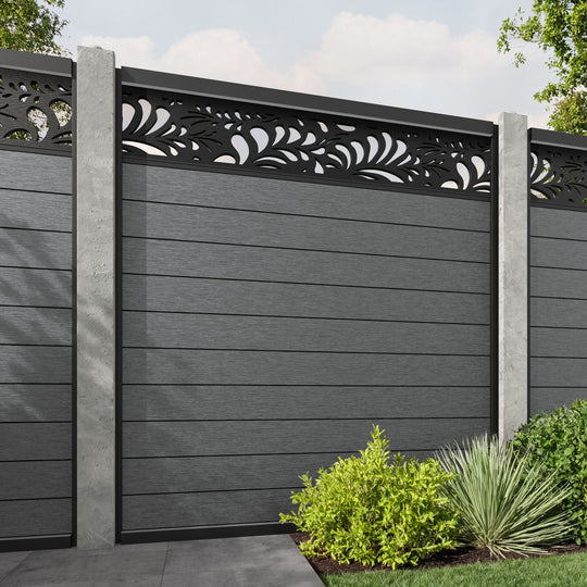 Fusion Petal Fence Panel - Mid Grey - for existing concrete posts