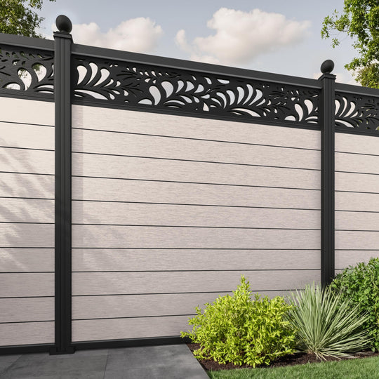 Fusion Petal Fence Panel - Mid Stone - with our aluminium posts