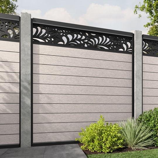 Fusion Petal Fence Panel - Mid Stone - for existing concrete posts