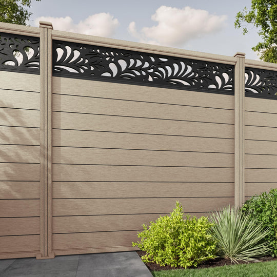 Fusion Petal Fence Panel - Light Oak - with our composite posts