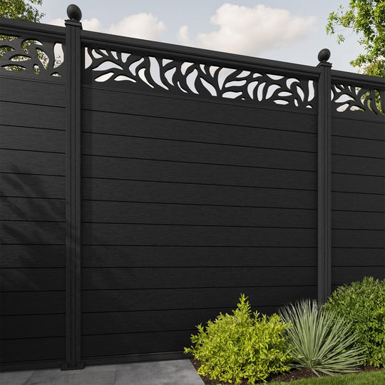 Fusion Plume Fence Panel - Black - with our composite posts