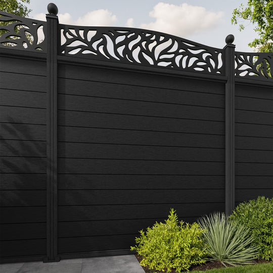 Fusion Plume Curved Top Fence Panel - Black - with our composite posts
